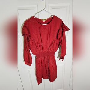 Gianni Bini Womens Orange Ruffle Long Sleeve Mini Dress XS